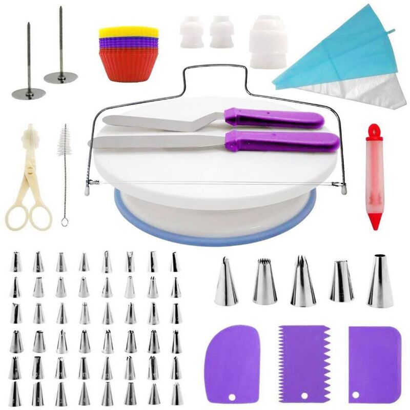 Jusch - Ensemble de confiserie, 106 pièces, modèles de gâteaux décorés/décorés, ensemble de pâtisserie, multicolore