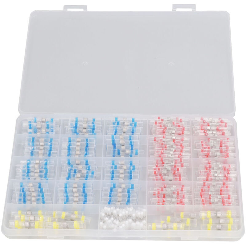 Ensemble de connecteurs de fils bout à bout thermorétractables 420 pièces Kit de bornes de câblage bout à bout à souder étanches translucides,DUBUNS