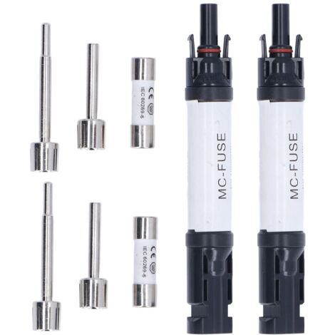 Ensemble de Connecteurs Solaires PV, Connecteur PV pour Panneau Solaire, Connecteur de Fusible Solaire Intégré IP68 étanche Anti UV 1000 V pour Câbles/contrôleurs Solaires 2 Ensembles(15A)