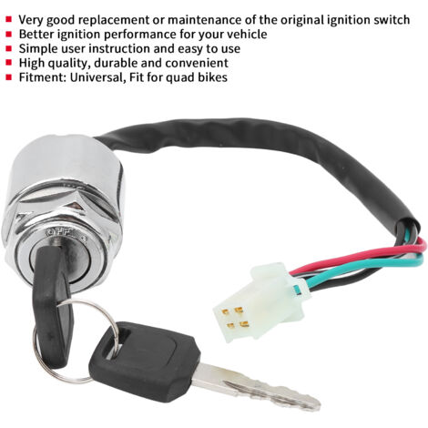 Ensemble de contacteurs d'allumage pour moto et vélo électrique avec 2 clés de rechange universelles pour ATV, mini-moto et moto tout-terrain