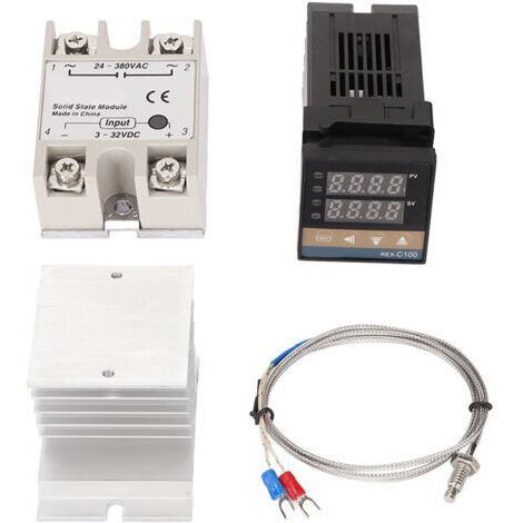 Ensemble de contrôle de la température de la ferme 100 à 240V Thermostat de type K Thermocouple Thermocouple Relais et relais à semi-conducteurs 25A