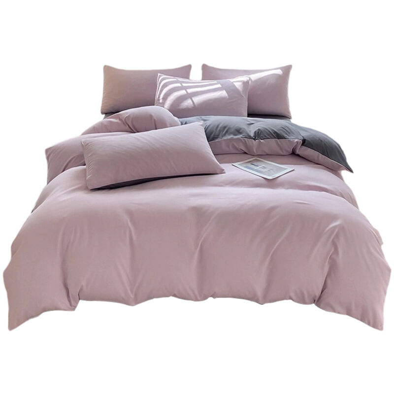 Ensemble de couette Queen toutes saisons - 4 pièces en coton lavable, drap-housse, housse de couette et taies d'oreiller, couleur unie
