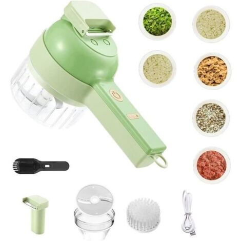 Ensemble de Coupe-légumes électrique Portatif 4 en 1, Mini Broyeur électrique, Mini sans Fil électrique ail Boue Masher ail Hachoir