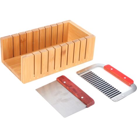 Ensemble de coupe pour savon en bois avec moule et couteau inox droit et ondulé
