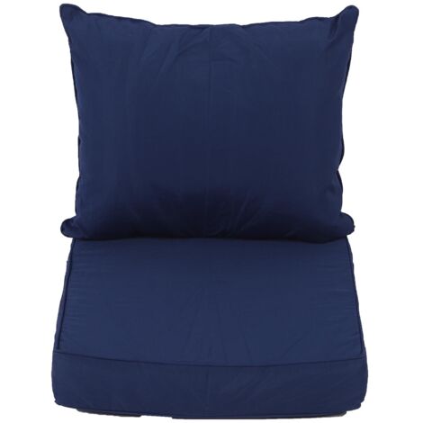 Ensemble de coussins de chaise d'extérieur en polyester imperméable et coton PP épais intégré pour siège et dossier pour jardin, terrasse, plage, bleu marine