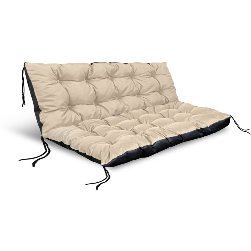Ensemble de coussins de jardin 120/80 cm + 120/40 cm pour banc, imperméable, palettes beiges