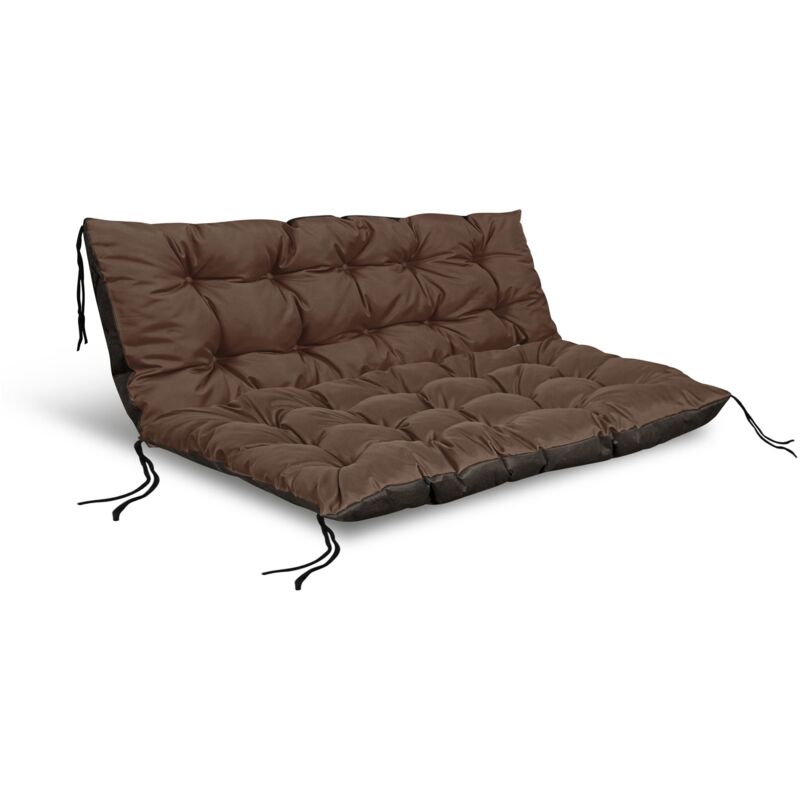 Ensemble de coussins de jardin 120/80 cm + 120/40 cm pour banc, palettes, imperméable, marron