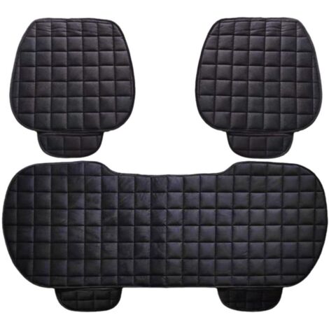 Ensemble de coussins de siège auto antidérapants noirs, design matelassé, avant et arrière assortis