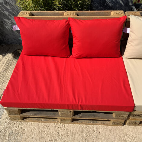 Ensemble de coussins palette en tissus téflon supérieur Rouge 80x120x10 cm