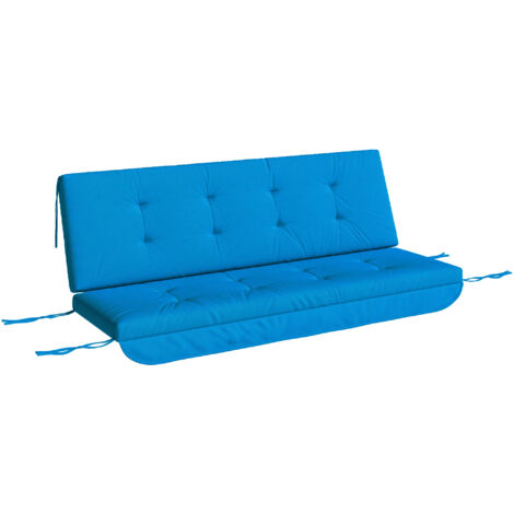 Ensemble de coussins pour balancelle Hollywood 170 cm, housses rembourrées confortables pour siège, dossier et accoudoirs, couleur bleue, idéal pour jardin.