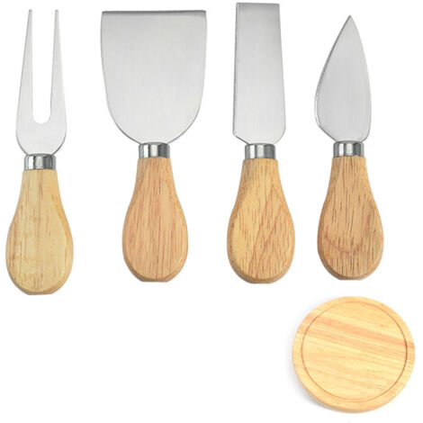 Ensemble de Couteaux à Fromage en Acier Inoxydable avec Manche Ergonomique et Boîte en Bois pour Pizza et Pain