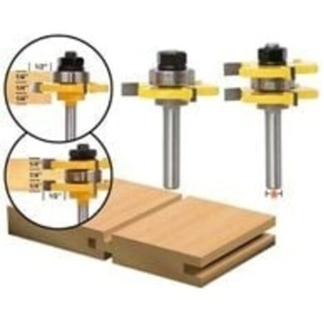 Ensemble de couteaux à languette, ensemble de couteaux à languette et rainure assortis à tige de 8 mm Couteau en T à 3 bords pour outils de travail du bois de bricolage