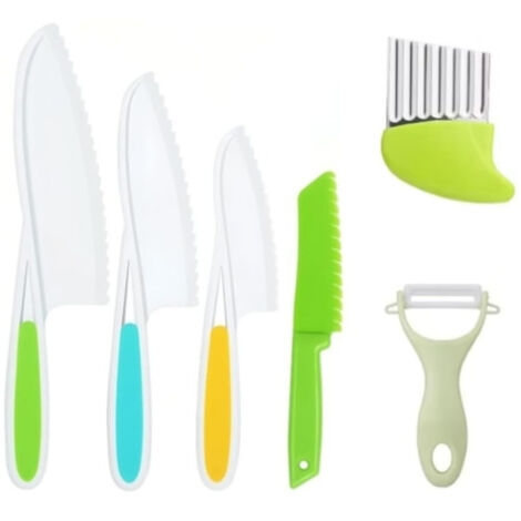 Ensemble de couteaux de cuisine pour enfants, 6 pièces multicolores