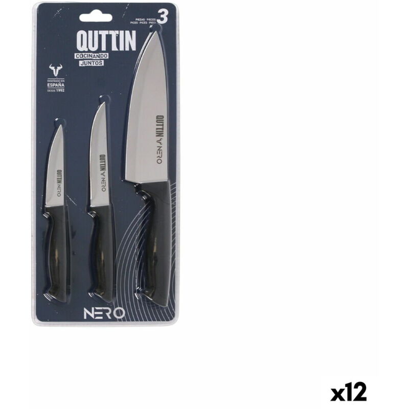Quttin - Set deknives nero black silver 3 pieces (12 pieces)