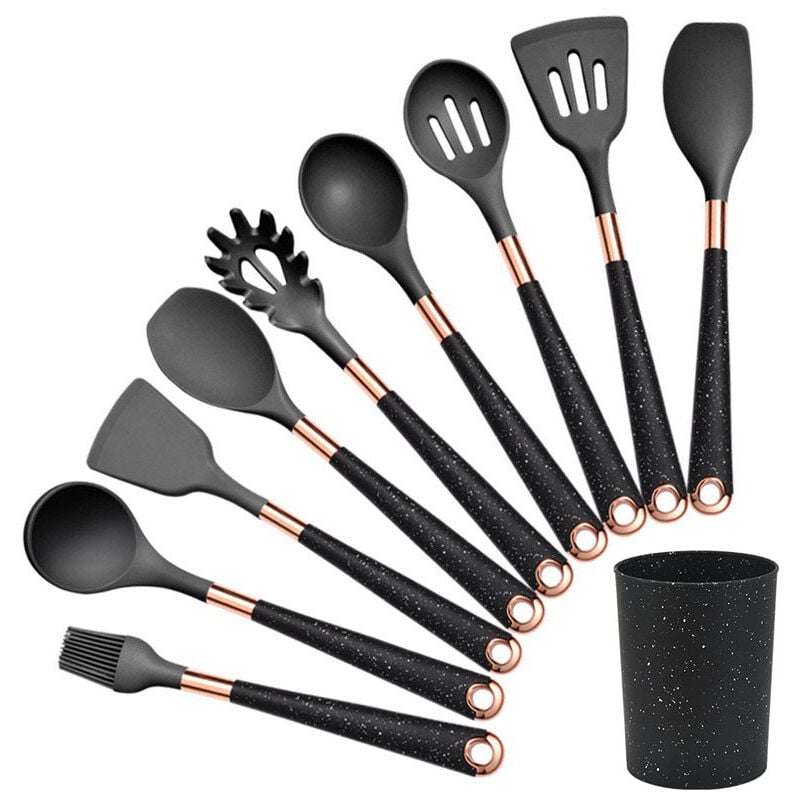 Ensemble de Couverts de Cuisine Batterie de Cuisine en Silicone 9 Pièces Spatule Cuillère Ustensiles de Cuisine (9 Pièces)