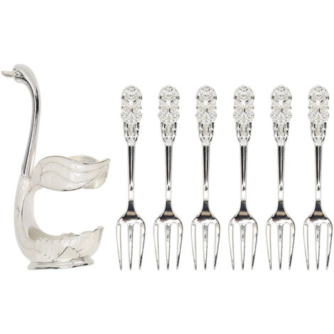 Ensemble de couverts élégants avec support cygne innovant, 6 fourchettes incluses