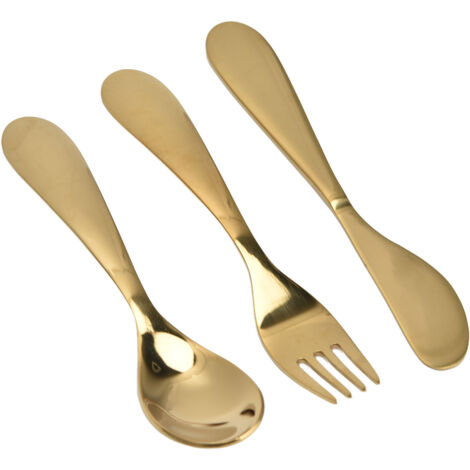 Ensemble de couverts en acier inoxydable 304 pour enfants, fourchette cuillère couteau doré, service de table or