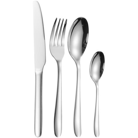 Ensemble de couverts en acier inoxydable, finition argentée, set de 4 pièces