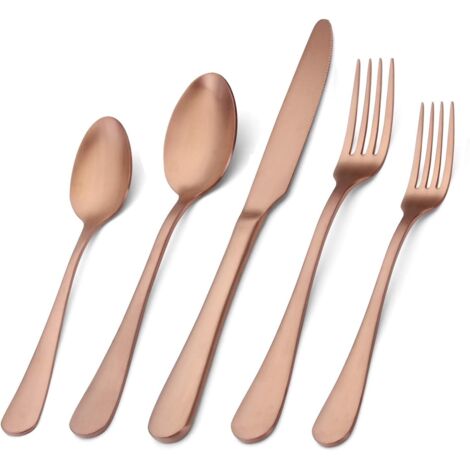 Ensemble de couverts en argent 5 pièces, ensemble de couverts en acier inoxydable finition satinée