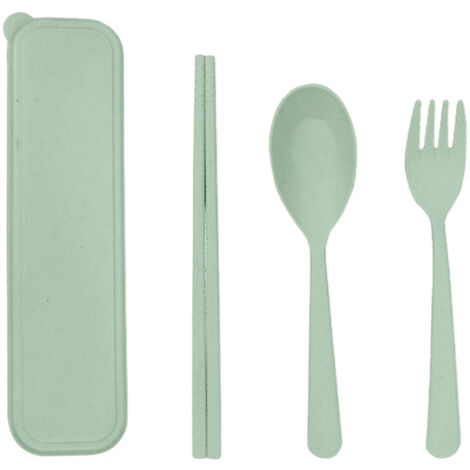 Ensemble de couverts en paille, comprenant des baguettes, une cuillère et une fourchette, couverts portables adaptés à la maison, au bureau et aux voyages, écologiques.