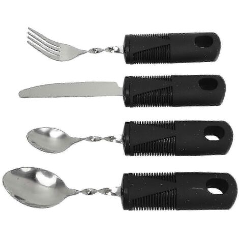 Ensemble de couverts lestés pour les personnes atteintes de la maladie de Parkinson, aide arthritique et tremblements de la main : cuillère, fourchette, couteau.