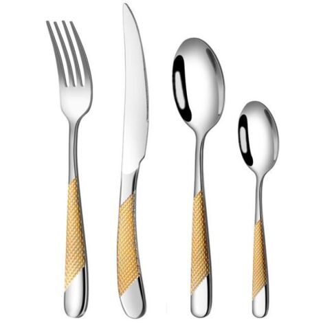 Ensemble de Couverts - MARSEE - 24 Pièces - Acier Inoxydable 18/10 - Finition Miroir - Pour 6 Personnes