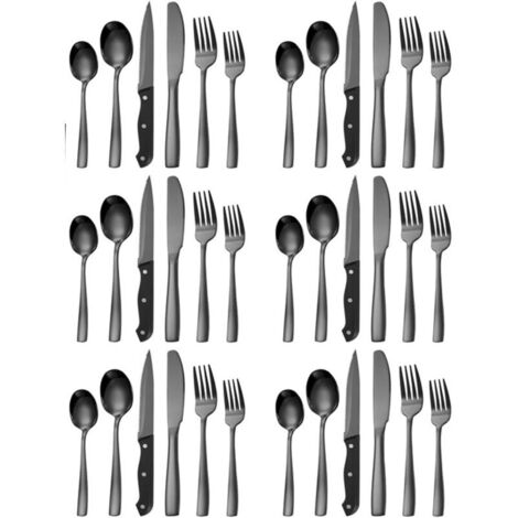 Ensemble de couverts,Couverts de table pour 6 personnes, Ménagère 36 pièces, couverts avec couteau, fourchette, cuillère, couteau à steak, passe au lave-vaisselle
