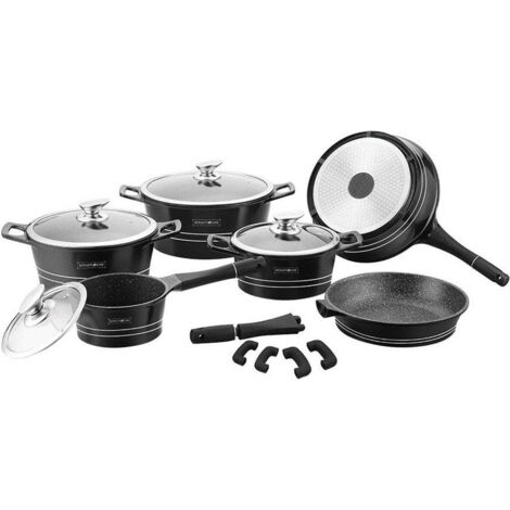 Ensemble de cuisine 14 pieces avec surface en marbre - noir