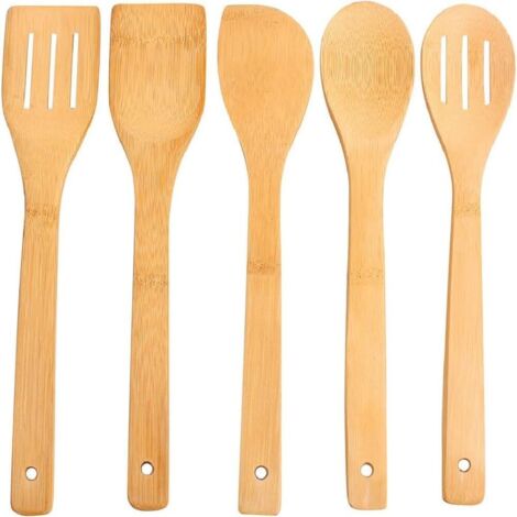 Ensemble de cuisine moderne 5 pièces, en bambou pur et bois naturel, non peint.