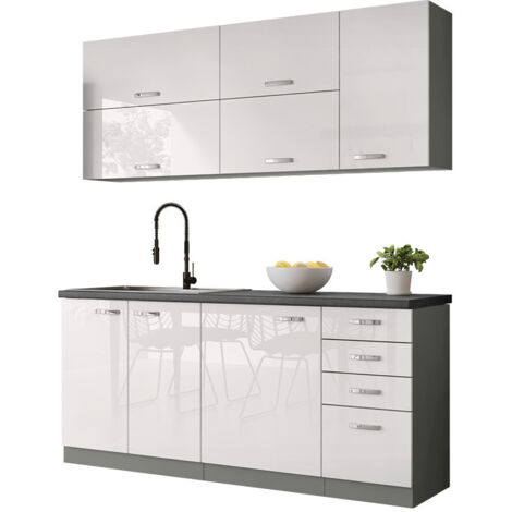 Ensemble de cuisine modulaire Multi White 124 , 180x50cm, Plan de travail, Stratifié