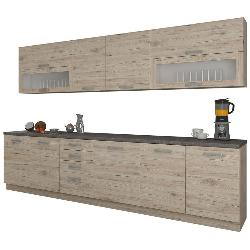 Cuisine complète Tucson 159 , 260x52cm, Stratifié, led