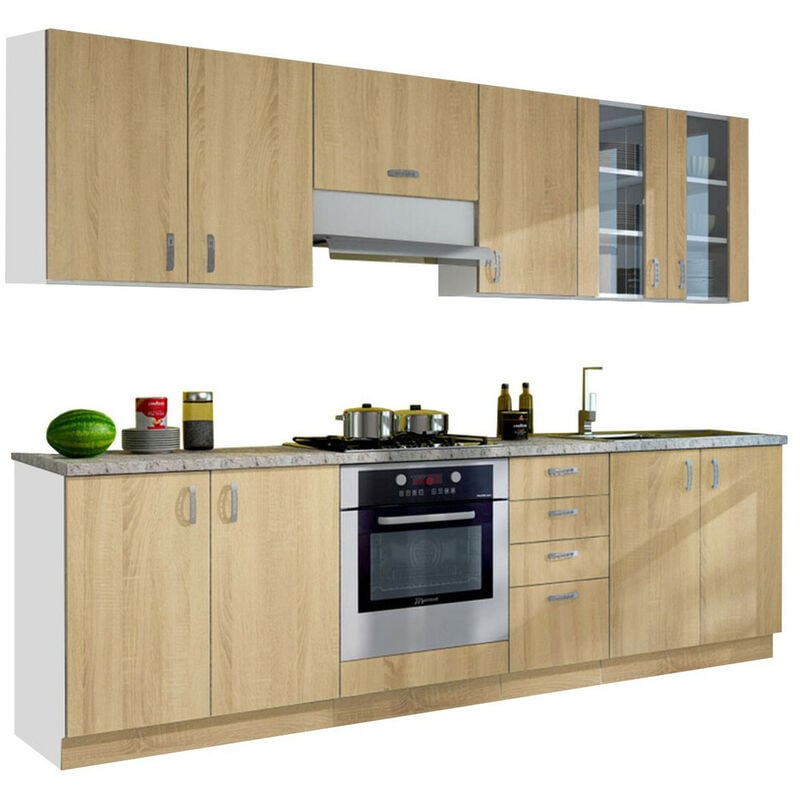 Cuisine complète Tucson 166 , 260x48cm, Verre trempé, Stratifié