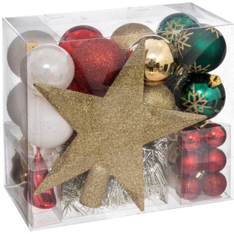 Ensemble de décorations de Noël de différentes couleurs, 44 pièces