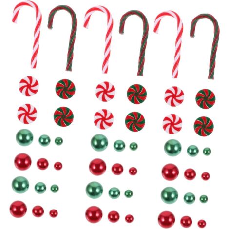 Ensemble de décorations de sapin de Noël suspendues en forme de canne à sucre rouge et