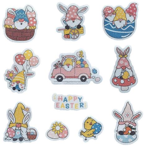 ensemble de décorations magnétiques réfléchissantes en forme de lapin de Pâques pour voiture, réfrigérateur ou garage. Décorations pour œuf de Pâques avec lapin mignon et sans visage.