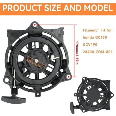 Ensemble de démarreur à Rappel, Tondeuse à Gazon Ensemble de démarreur à Tirette pour Tondeuse à Gazon Ressorts de recul Tondeuses à Gazon et Outils de Jardin pour Honda GC190 GCV190 28400-Z0M-801