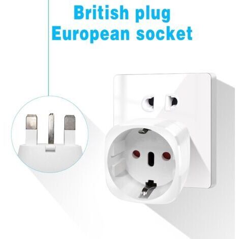 Ensemble de deux adaptateurs de prise britannique, adaptateur de voyage France vers Royaume-Uni, convient pour l'Irlande, l'Angleterre, l'Écosse, Dubaï, Malte, adaptateur de type G (blanc).