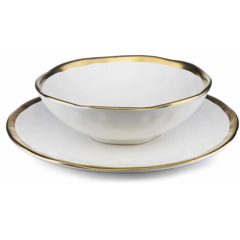 Ensemble de deux assiettes LISSA OR BLANC