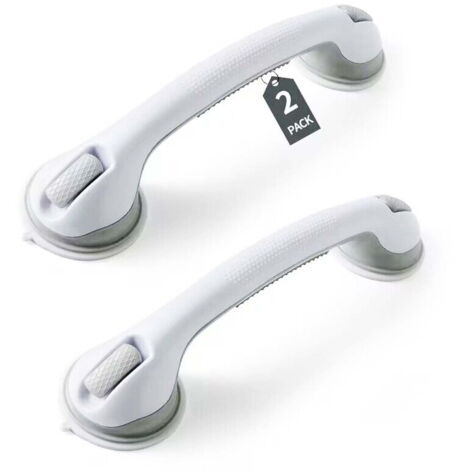 Ensemble de deux barres d'appui pour douche, poignée de douche à ventouse de 40 cm (16 pouces), convient aux baignoires et aux cabines de douche, barre d'appui amovible pour une utilisation facile par
