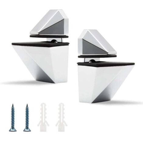 Ensemble de deux clips en verre, support d'étagère en verre réglable, clip pour miroir de salle de bain, convient aux étagères de 3 à 20 mm d'épaisseur (argent).