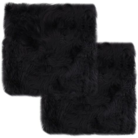 Ensemble de deux coussins pour canapé-lit, coussin d'assise confortable, gris foncé, 40 x 40 cm, véritable peau de mouton - AD83903