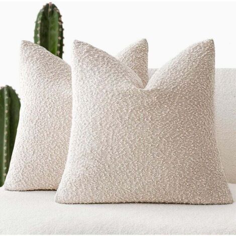 Ensemble de deux housses de coussin décoratives texturées et bouclées, ivoire neutre, 45 x 45 cm