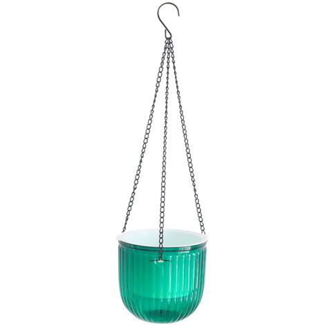 Ensemble de deux pots de fleurs suspendus, de 17 cm de diamètre, adaptés à la décoration de jardin. (vert)