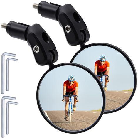 Ensemble de deux rétroviseurs de vélo, lentilles de guidon rotatives à 360° avec grands angles, adaptés aux rétroviseurs de 18 à 22 mm, pour vélos de route et vélos électriques.
