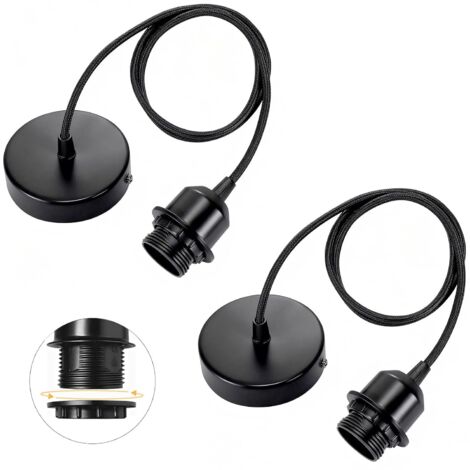 Ensemble de deux suspensions Linkind E27, avec bague à visser, cordon en tissu réglable de 100 cm, compatible avec différents abat-jour.
