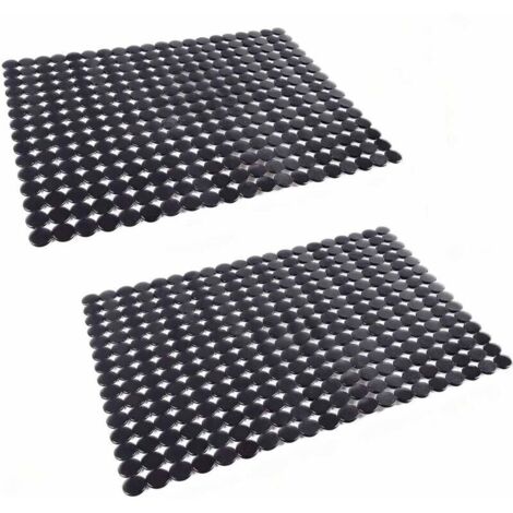 Ensemble de deux tapis d'évier de cuisine, noirs, découpés sur mesure, protègent l'évier des saletés et des rayures, adaptés aux assiettes (40 x 30 cm)