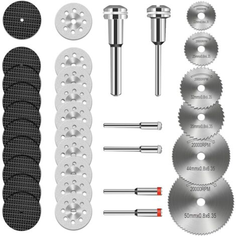 Ensemble de Disques de Coupe pour Outil Rotatif, Roues de Coupe Diamant pour Bois Métal, Lame de Scie Circulaire, Disque de Coupe en Résine, Meules Diamant pour Bois, Verre, Plastique, Pierre et Métal