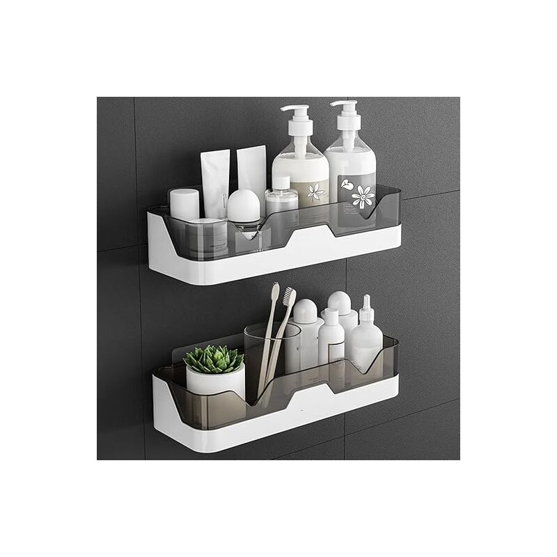 BSR - Lot de 2 Etagère Douche,Serviteur de Douche Sans Perçage, Paniers Rangement D'organisateur de Douche Mural pour Salle de Bain/Cuisine