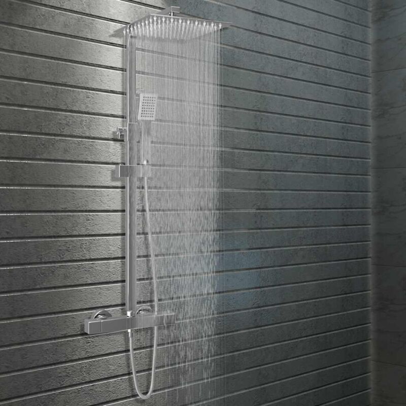 Vidaxl - Ensemble de douche à deux têtes et thermostat Acier inoxydable