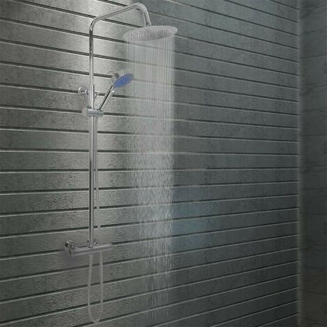 Ensemble de douche à deux têtes et thermostat acier inoxydable